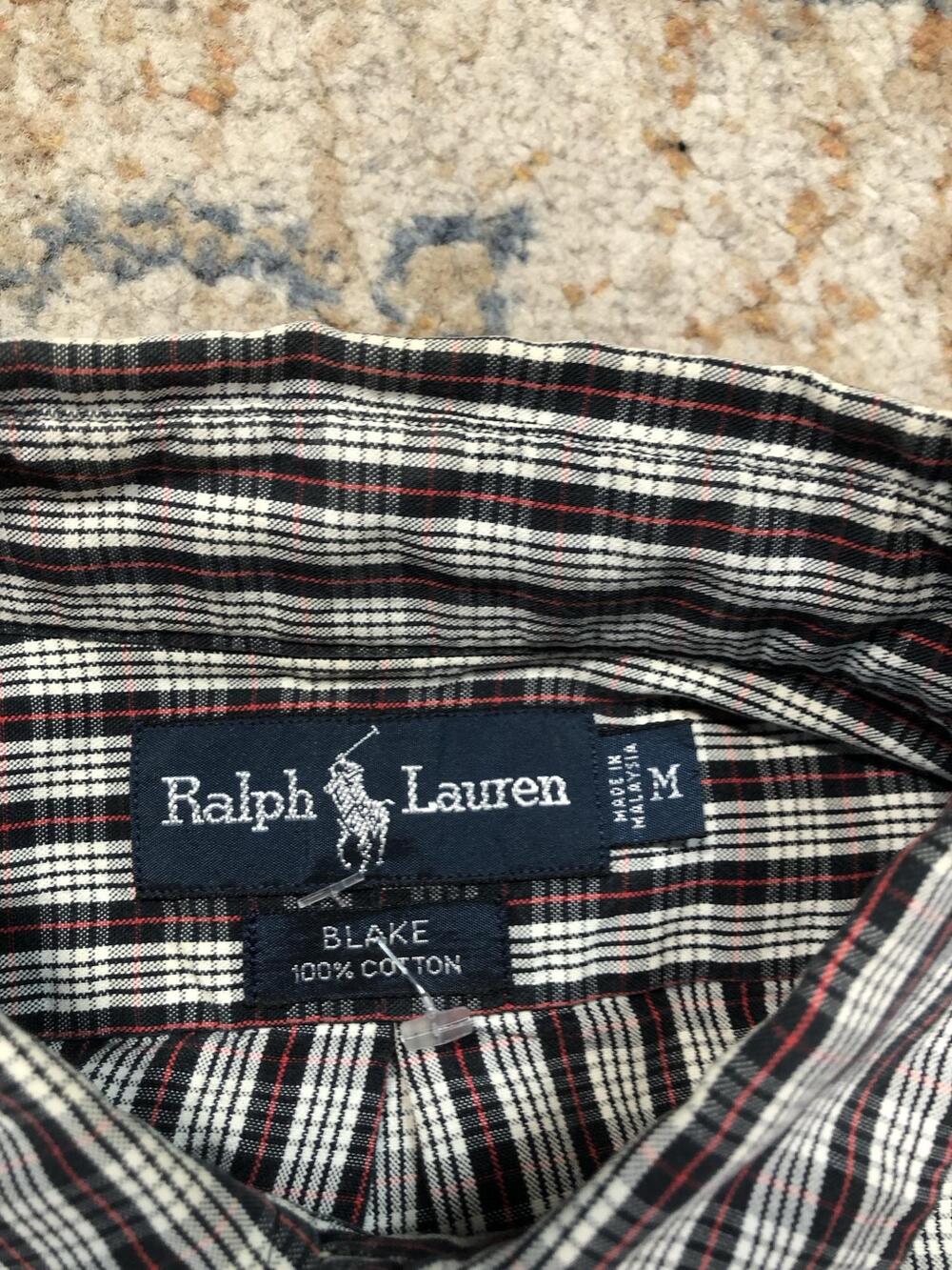 Ralph Lauren Shirt Mens Medium Black Check Long Sleeve Blake Button Down Cotton - Picture 10 of 13